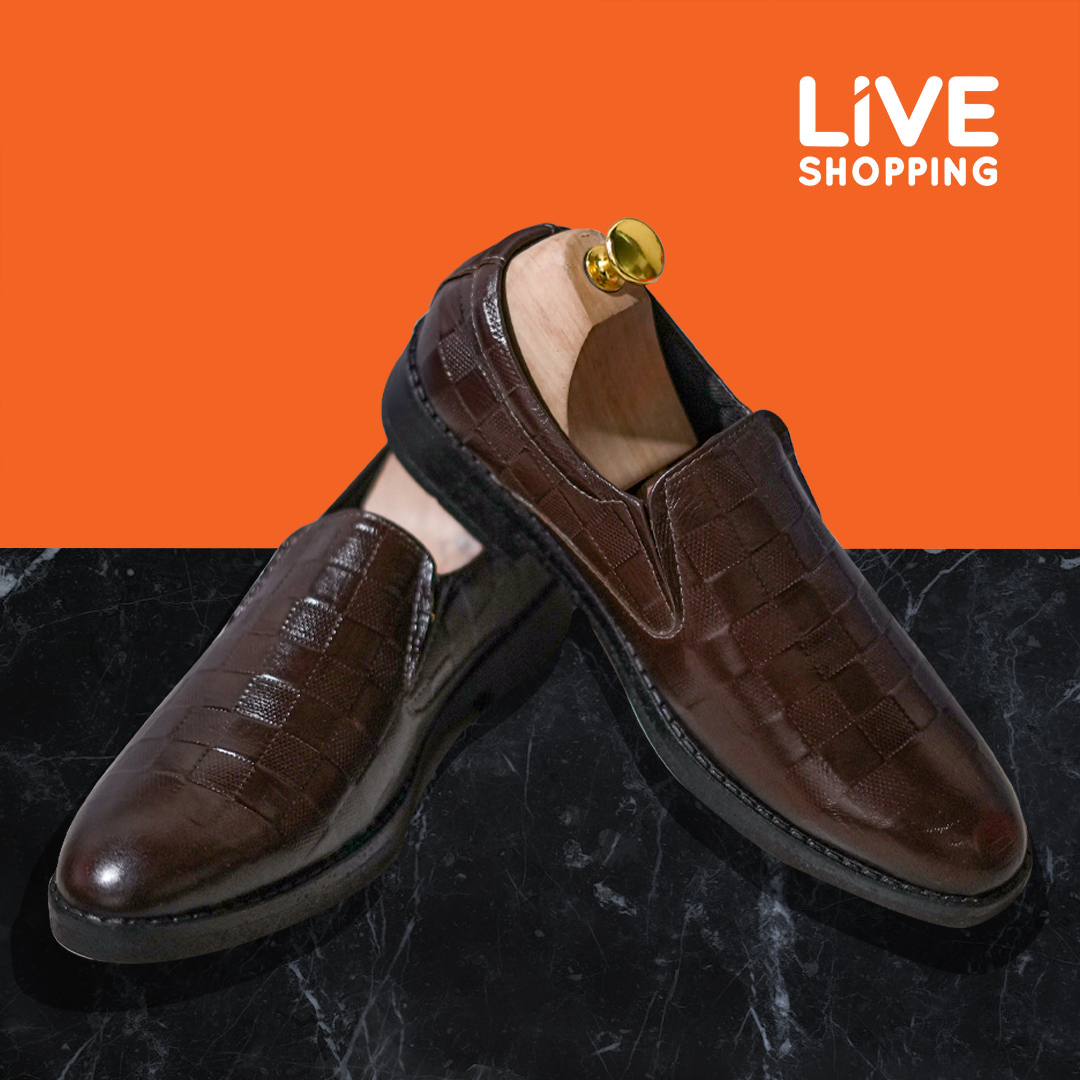 Chess Board Design Leather Shoe