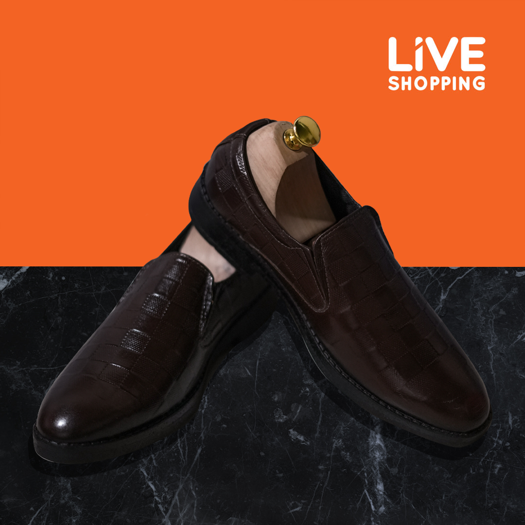 Chess Board Design Leather Shoe