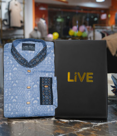 Panjabi Navy White Print