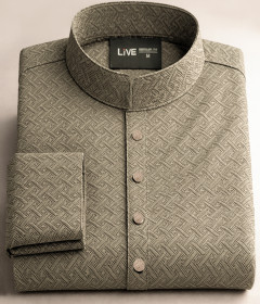 Minimalist Cotton-Linen Blended Panjabi / Looks Like Hand Stitches Design