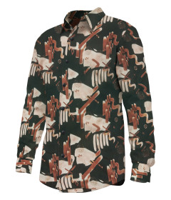 Men’s Abstract Expressionist Pattern Long Sleeve Lightweight Shirt