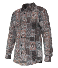Men’s Abstract Expressionist Pattern Long Sleeve Lightweight Shirt