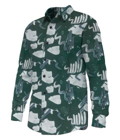 Men’s Abstract Expressionist Pattern Long Sleeve Lightweight Shirt