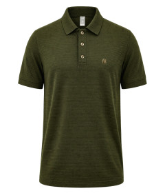 Men’s Short Sleeve Textured Polo – Classic Horizontal Ridge Pattern – Premium Cotton Blend Casual Polo Shirt