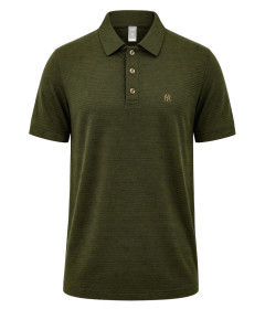 Men’s Short Sleeve Textured Polo – Classic Horizontal Ridge Pattern – Premium Cotton Blend Casual Polo Shirt