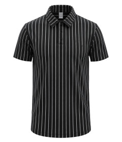 Men’s Classic Vertical Stripe Polo Shirt – Short Sleeve Smart Casual Top