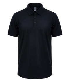 Men’s Solid Black Knit Polo Shirt – Classic Collar Short Sleeve Smart Casual Wear