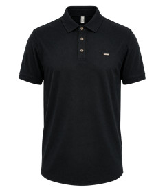 Men’s Solid Black Knit Polo Shirt – Classic Collar Short Sleeve Smart Casual Wear