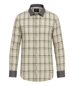 Men’s Kashmiri Fabric Checkered Shirt – Full Sleeve, Contrast Collar & Cuffs, Regular Fit