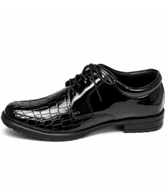 Men’s Classic Crocodile-Texture Oxford Formal Shoes, Stylish Lace-Up Footwear for Office & Special Events