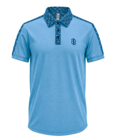 Men’s Designer-Style Polo Shirt with Printed Collar and Shoulder Accents, Regular Fit Casual Top