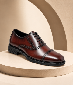 Men’s Oxford Vintage Design Formal Shoes – Classic Brogue Cap Toe Lace-Up Style