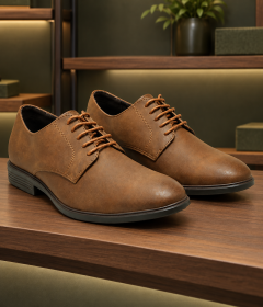 Men's Elegant Plain Toe Derby Shoes – Smart Casual to Formal Business Footwear