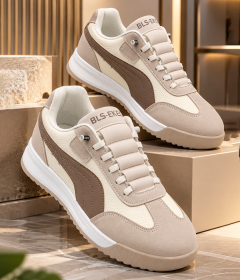 Men's Casual Fashion Sneakers with Textured Upper, Contrast Side Panel Design, Lace-Up Closure, Cushioned Collar and Layered Sole for Everyday Wear