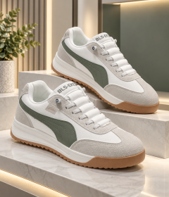 Men's Casual Fashion Sneakers with Textured Upper, Contrast Side Panel Design, Lace-Up Closure, Cushioned Collar and Layered Sole for Everyday Wear